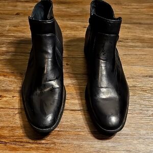 Men's Adolfo Black Leather Chelsea Double Zip Up Boots 13M